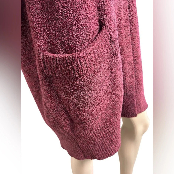 Barefoot Dreams Cali Longline Cozy Open Front Slouchy Wine Cardigan Women Sz S - Picture 6 of 9